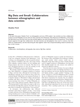 Collaborations between ethnographers and data scientists