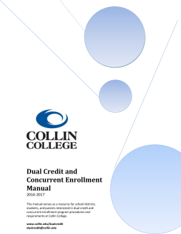 Dual Credit and Concurrent Enrollment Manual