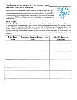 Page 1 Classification: Dichotomous Key of Snowflakes Name: A