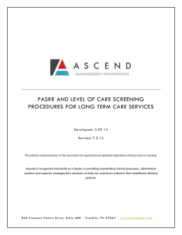 pasrr and level of care screening procedures for long term care