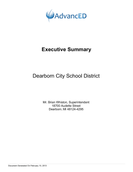 Executive Summary Dearborn City School District
