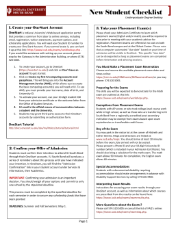 New Student Checklist - Indiana University South Bend