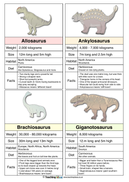 Dinosaur Fact Cards