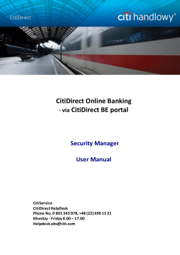 CitiDirect Online Banking - via CitiDirect BE portal