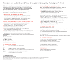 Signing on to CitiDirect® for Securities Using the SafeWord® Card