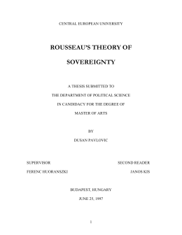 ROUSSEAU`S THEORY OF SOVEREIGNTY