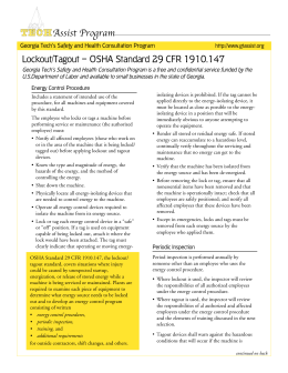 Lockout/Tagout: OSHA Standard 29 CFR 1910.147