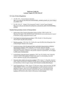 Reference Guide for Lockout Tagout 29 CFR 1910.147