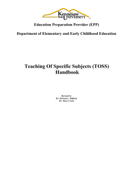 Teaching Of Specific Subjects (TOSS) Handbook