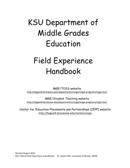 KSU Department of Middle Grades Education Field