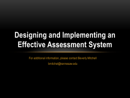Designing and Implementing an Effective Assessment