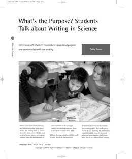 What`s the Purpose? Students Talk about Writing in Science