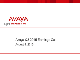 Avaya Q3 2015 Earnings Call