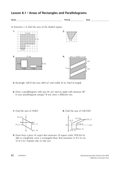 Lesson 8.1 • Areas of Rectangles and Parallelograms