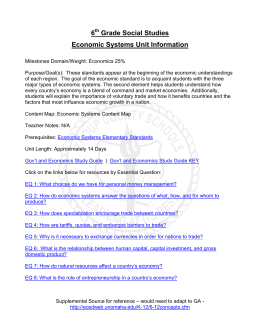 6 Grade Social Studies Economic Systems Unit Information