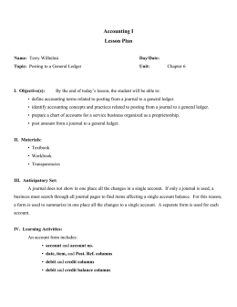 Accounting I Lesson Plan - Terry Wilhelmi`s Home Page