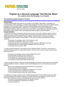 English as a Second Language Test Review Sheet