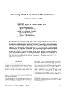 Facilitating Speech in the Patient With a