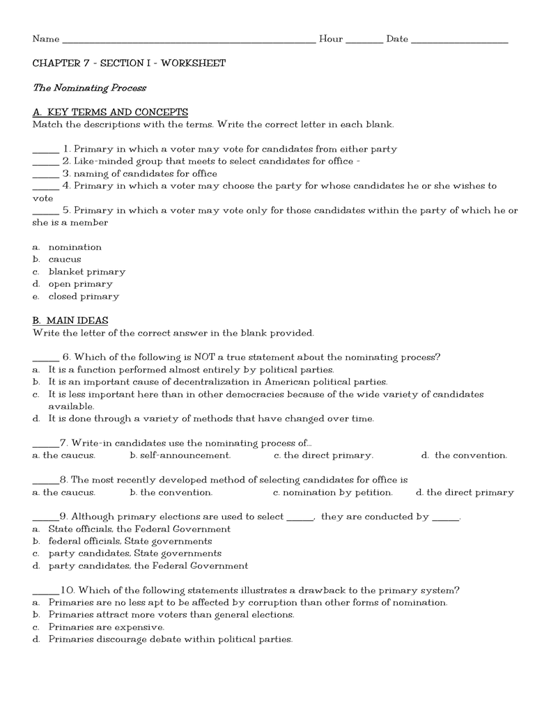 Section I Worksheet The Tds Net