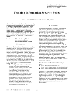 Teaching Information Security Policy