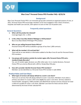 Blue Cross® Personal Choice PPO Provider FAQ—8/25/16