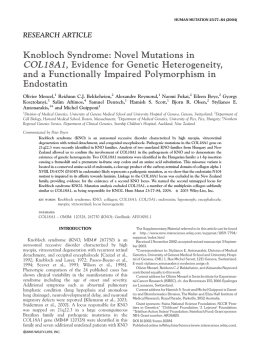 Knobloch syndrome: Novel mutations in COL18A1, evidence for