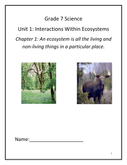 Grade 7 Science Unit 1: Interactions Within Ecosystems