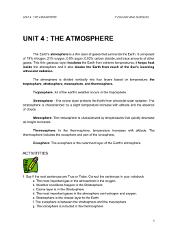 UNIT 4 : THE ATMOSPHERE