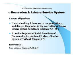 GEOG 2057 LEISURE AND RECREATION IN MODERN SOCIETY