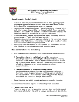Game Disrepute and Mass Confrontation 2009 Referee Program