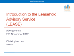 Introduction to the Leasehold Advisory Service