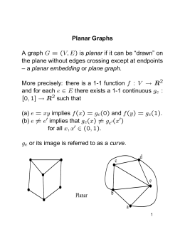 Planar Graphs A graph G = (V,E) is planar if it can be “drawn” on the