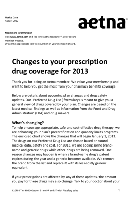 Changes to your prescription drug coverage for 2013