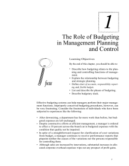 The Role of Budgeting in Management Planning and