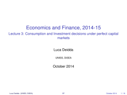 Consumption and Investment decisions under perfect capital markets