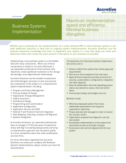 AS Business Systems Implementation Services Datasheet (Elite3