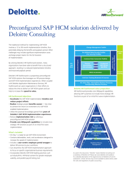 Preconfigured SAP HCM solution delivered by Deloitte Consulting