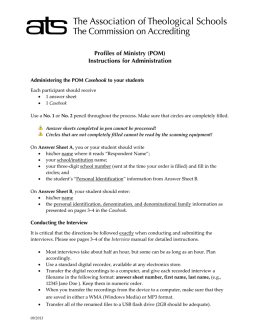 Profiles of Ministry (POM) Instructions for Administration