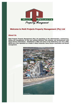Welcome to Multi Projects Property Management (Pty) Ltd