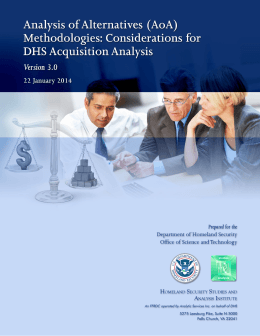 (AoA) Methodologies: Considerations for DHS Acquisition Analysis