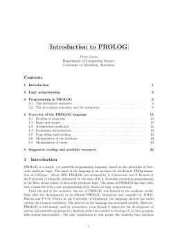 Introduction to PROLOG - Institute for Computing and Information