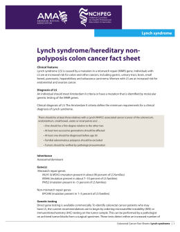 Lynch syndrome/hereditary non- polyposis colon cancer