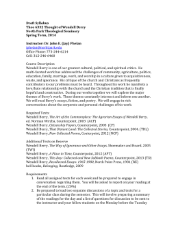 Draft Syllabus Theo 6332 Thought of Wendell Berry North Park
