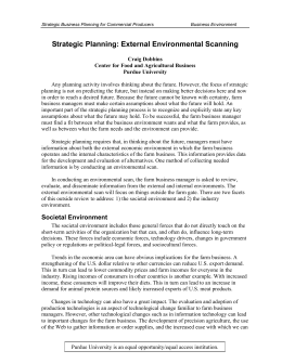 Strategic Planning: External Environmental Scanning