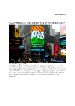 NASDAQ felicitates the people of India on Independence Day