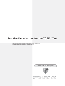 Practice Examination for the TOEIC® Test