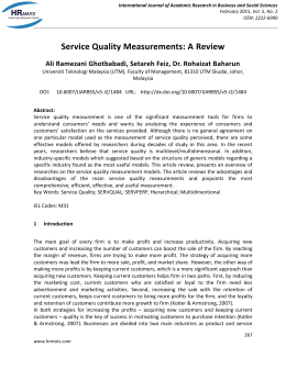 Service Quality Measurements: A Review