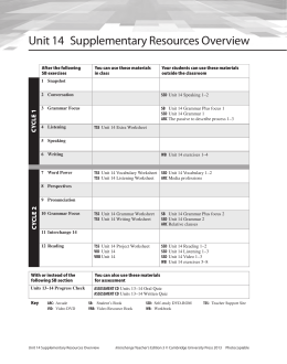 Unit 14 Supplementary Resources Overview