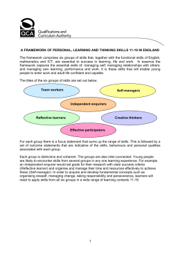A framework of personal, learning and thinking skills 11