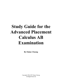 Study Guide for the Advanced Placement Calculus AB Examination